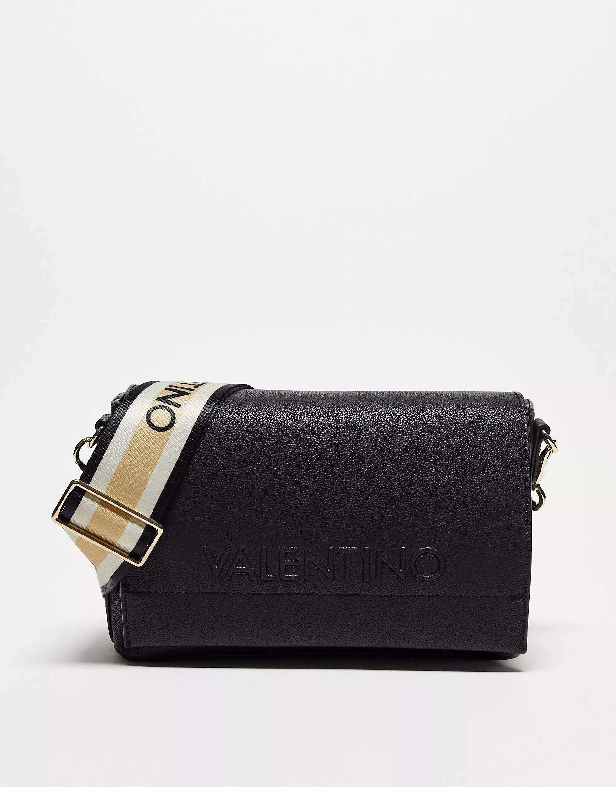 Черная сумка через плечо Valentino Bags с материальным ремнем через плечо