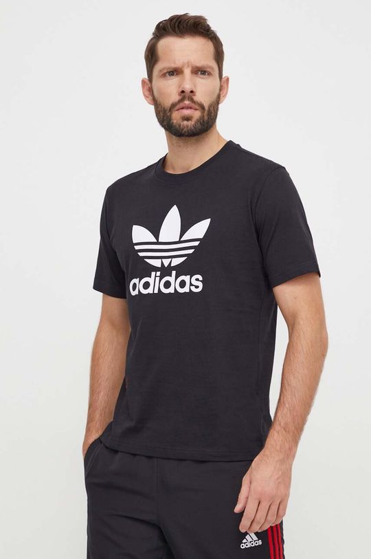 цена Хлопковая футболка с изображением трилистника adidas Originals, черный
