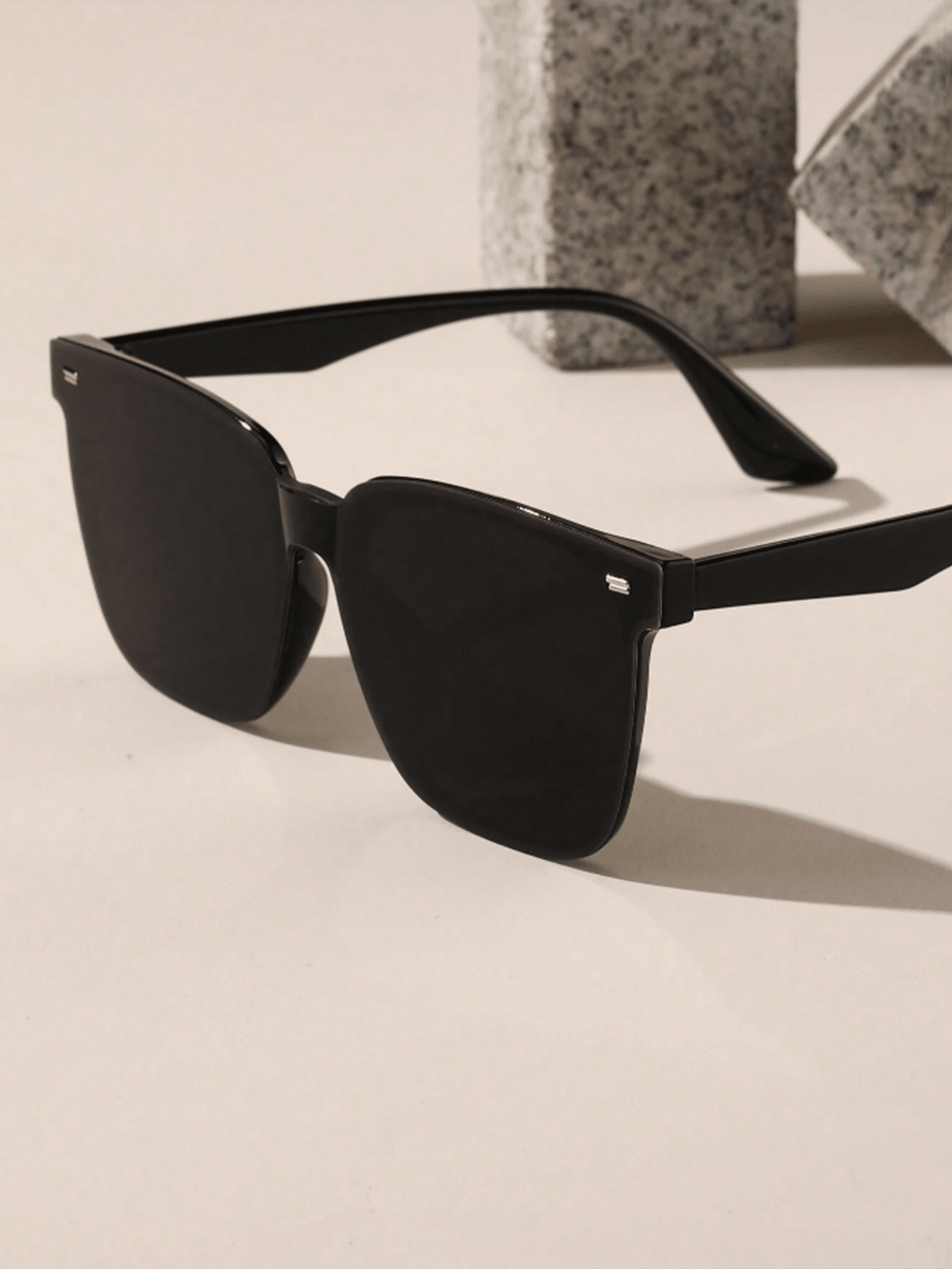 1шт черные цельные поляризованные солнцезащитные очки в стиле ретро, черный