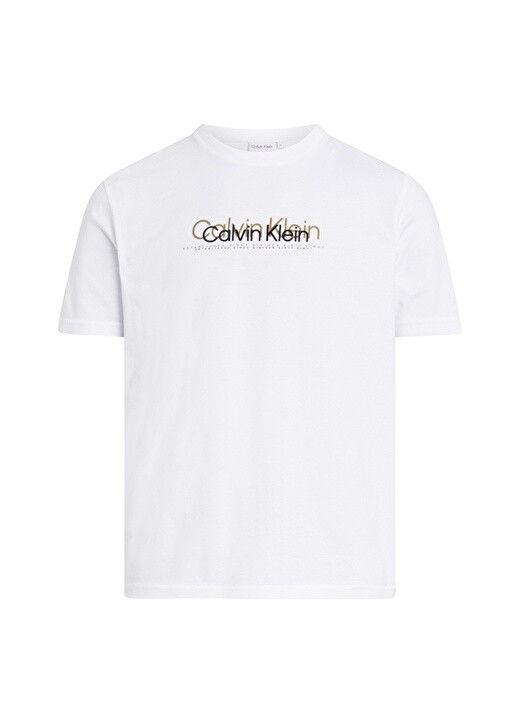 

Белая мужская футболка с круглым вырезом Calvin Klein, Белый