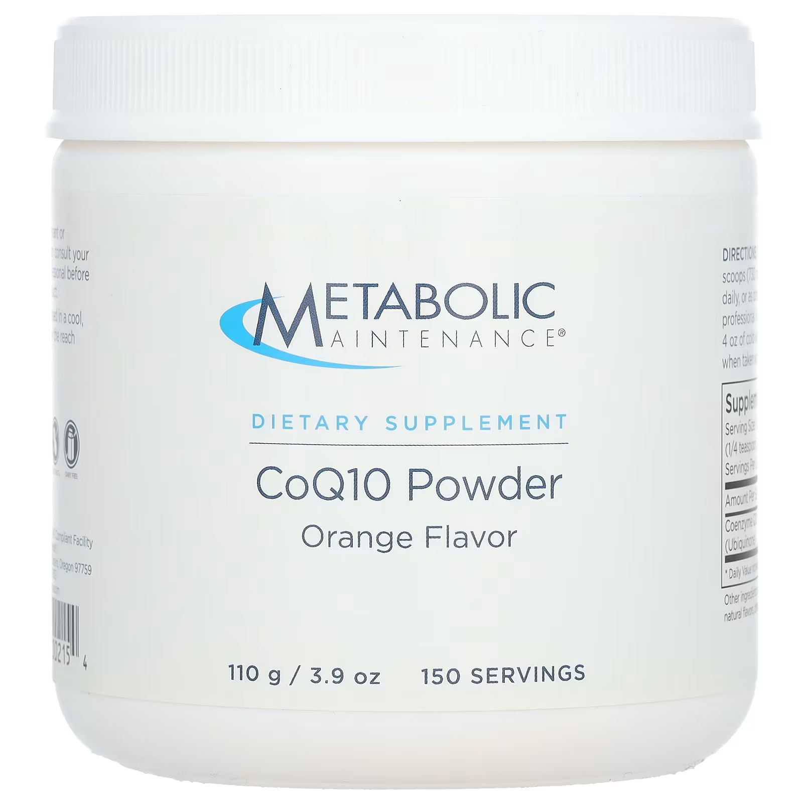 Коэнзим Q10 Metabolic Maintenance с апельсиновым вкусом, 110 г метаболическое обслуживание coq10 порошок апельсина 3 9 унции 110 г metabolic maintenance