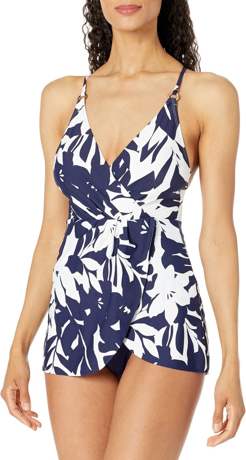 

Купальник Anne Cole Surplice Maillot Swimdress, цвет Navy White