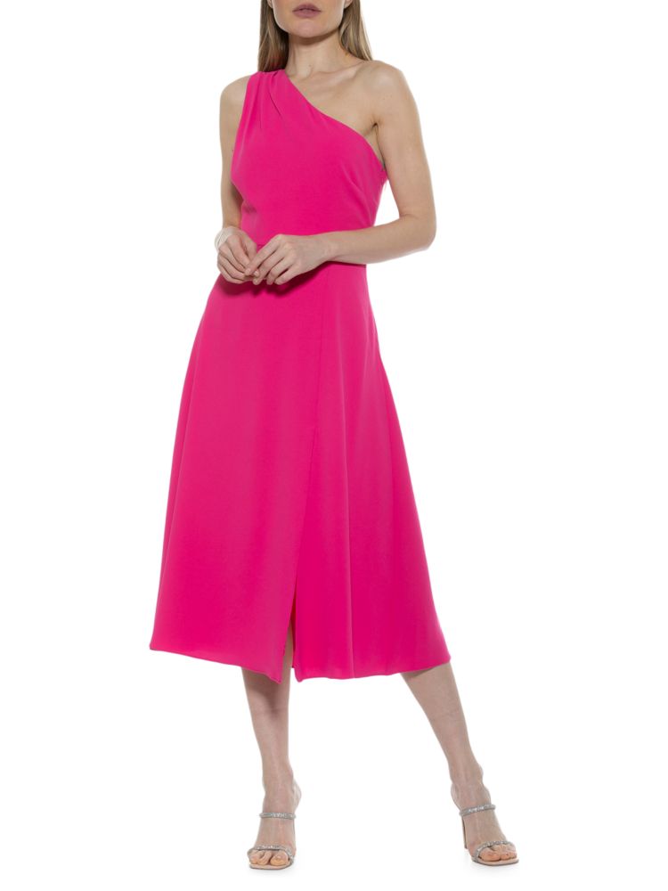 Расклешенное платье миди на одно плечо Fay Alexia Admor, цвет Hot Pink