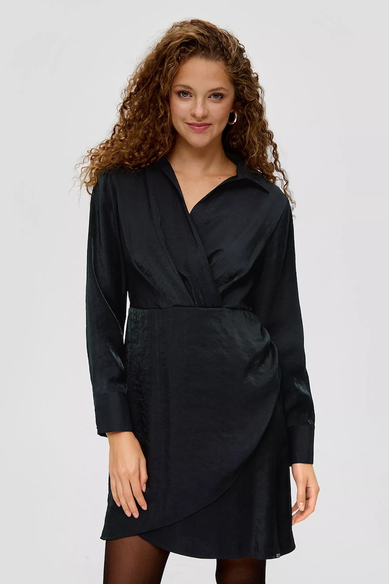 Платье с острым воротником Q/S By S Oliver, черный рубашка с принтом q s by s oliver черный