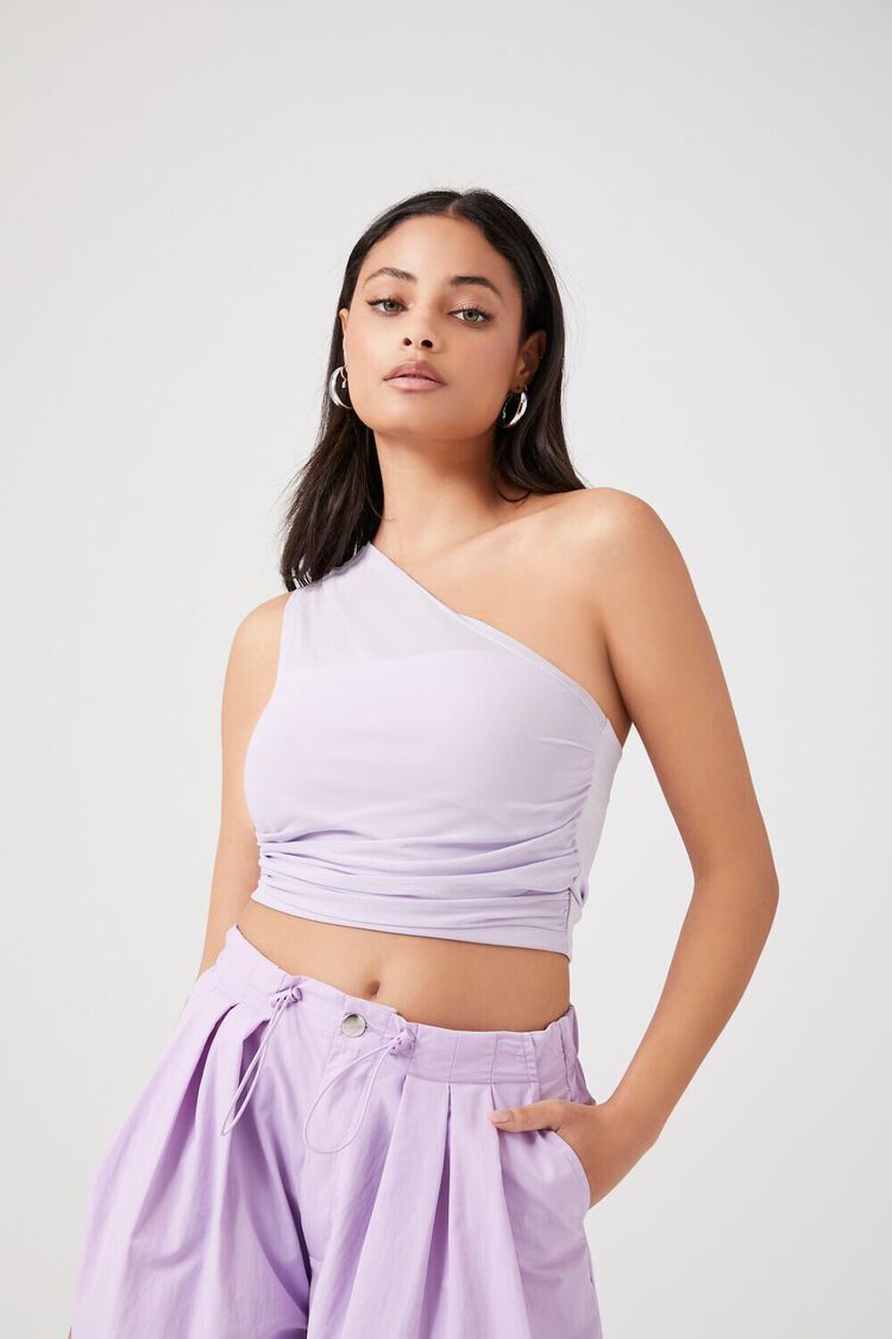 

Сетчатый свитер и вязаный укороченный топ Forever 21, лавандовый, Фиолетовый