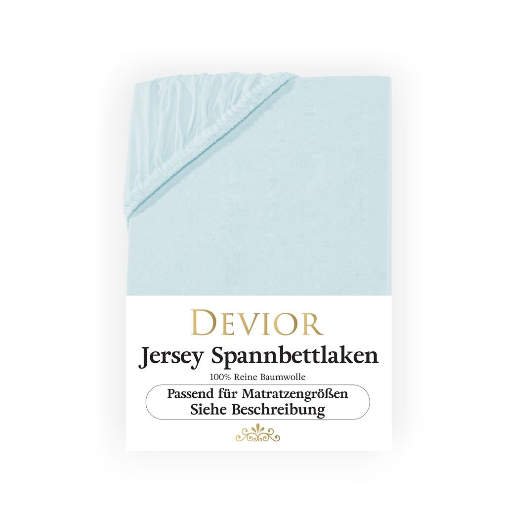 

Простыня Devior Jersey 140x200 - 160x200 см. Простыня цвета синего цвета 100% хлопок, высота матраса до 22 см, резинка
