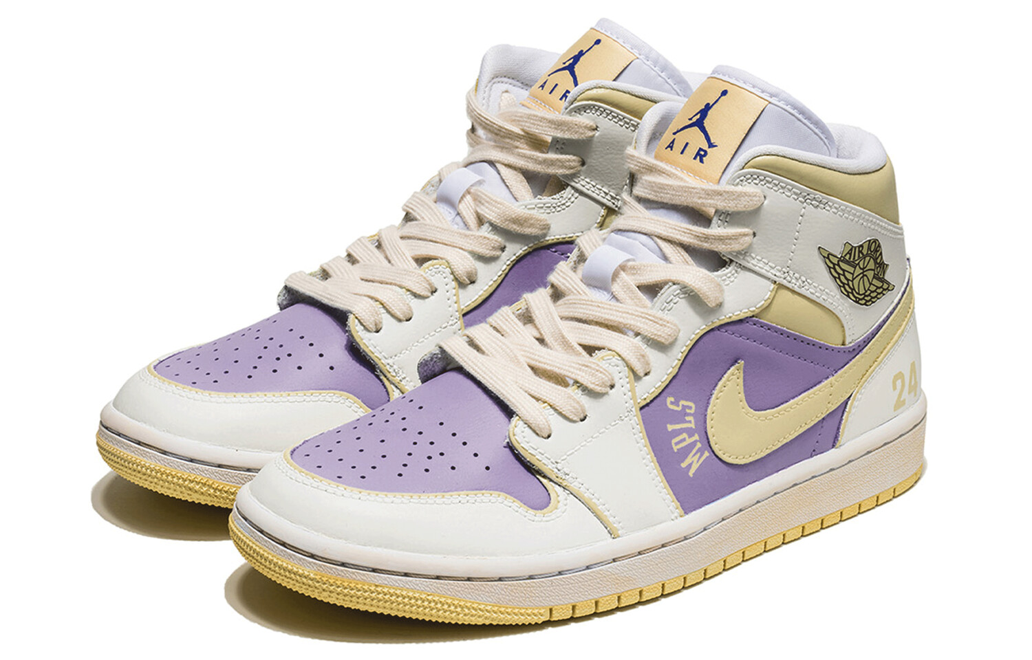 

Кроссовки Jordan AJ1 Vintage Basketball Shoes Women's Mid-top Beige/yellow/purple, желтый