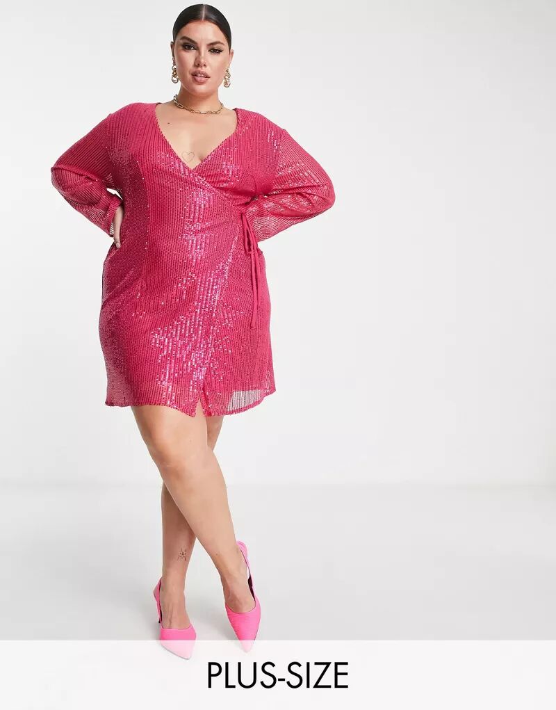 Ярко-розовое платье мини с пайетками Urban Threads