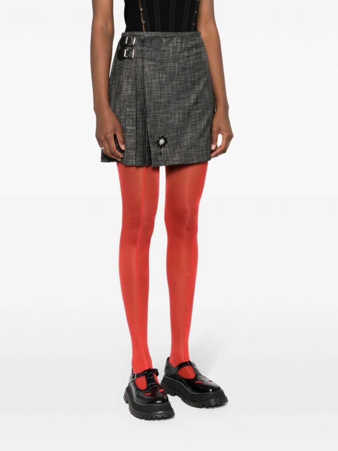 

Твидовая мини-юбка со складками Charles Jeffrey Loverboy, серый