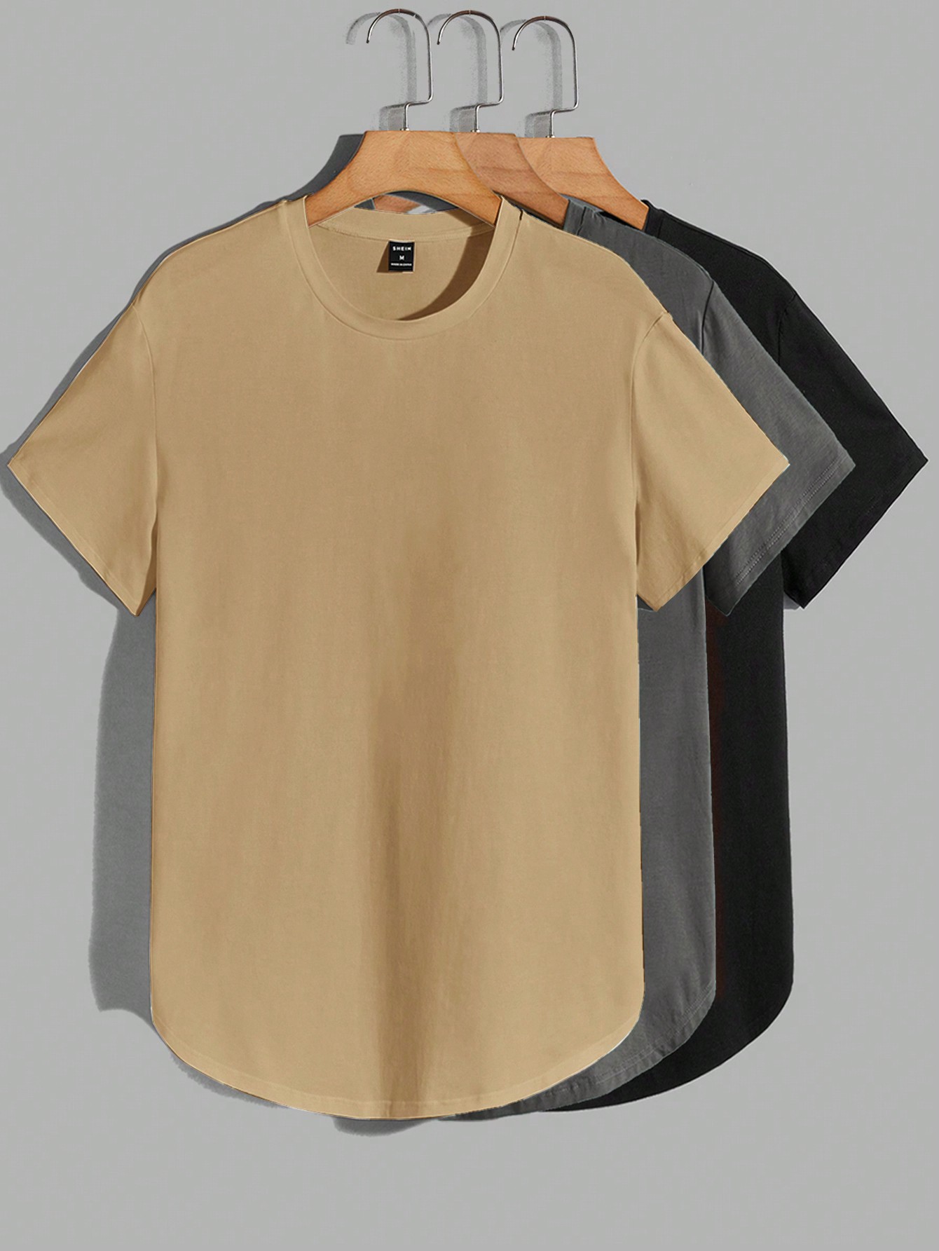 цена Мужские однотонные футболки с короткими рукавами Manfinity Basics, 3 шт., серый