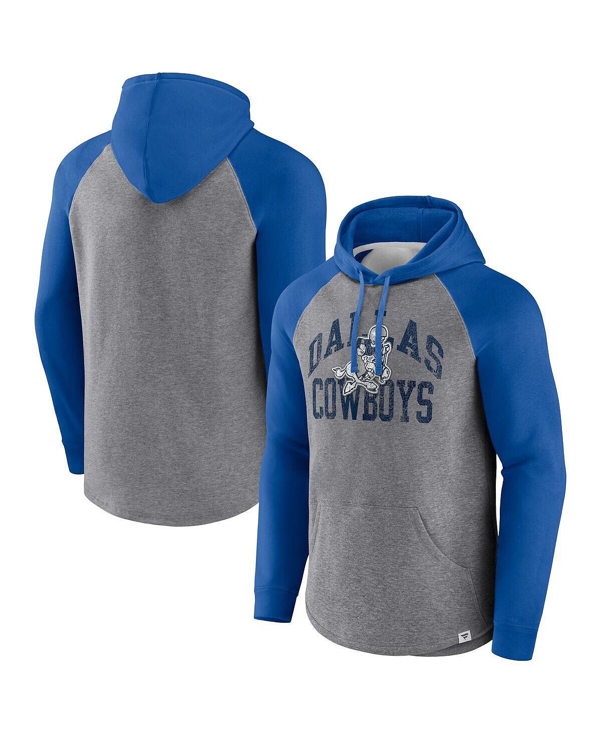 

Мужской фирменный пуловер с капюшоном цвета реглан Dallas Cowboys с логотипом Heather Grey Fanatics