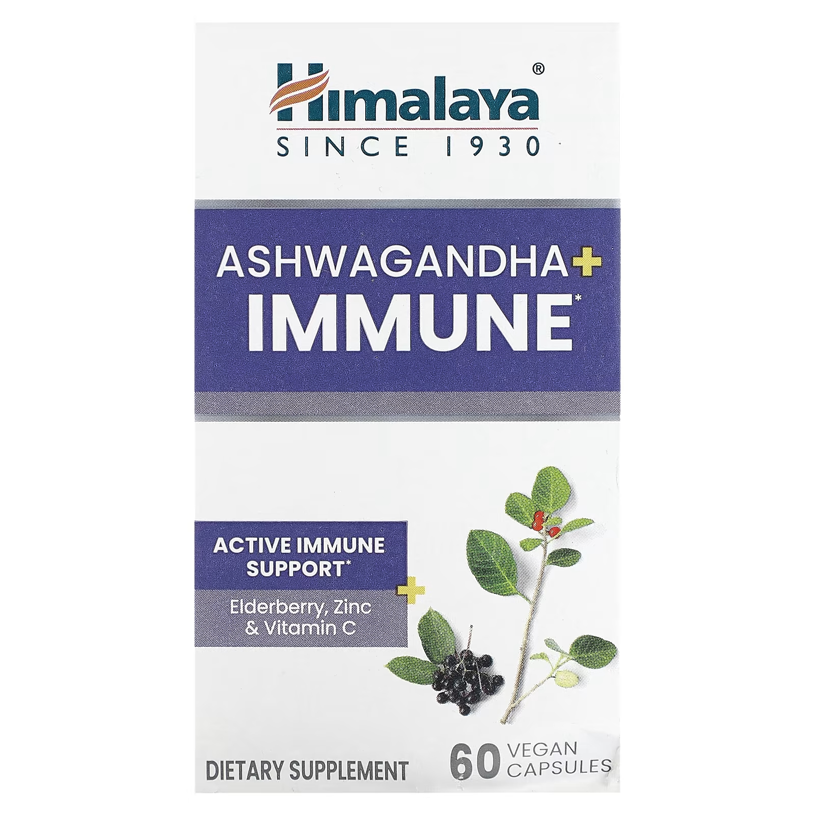 Пищевая добавка с ашвагандой Himalaya Ashwagandha + Immune, 60 капсул