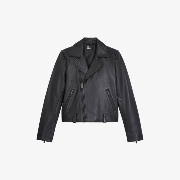 

Кожаная косуха с зубчатым воротником The Kooples, цвет bla01