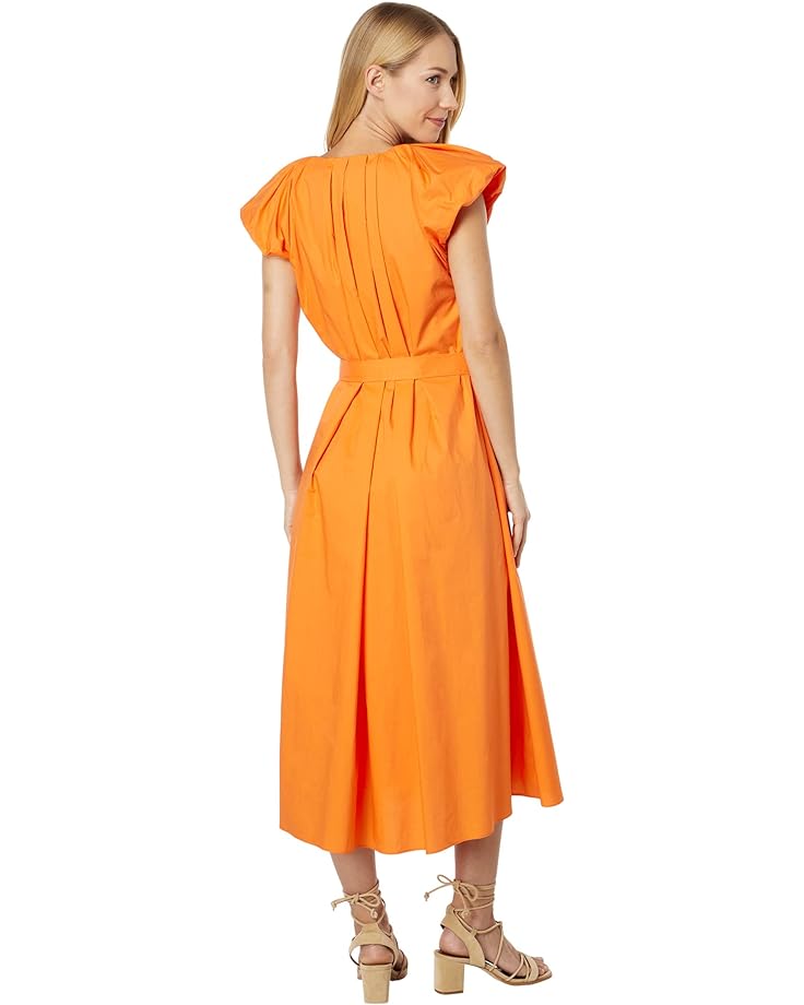 Платье English Factory Puffy Sleeve Midi Dress, оранжевый