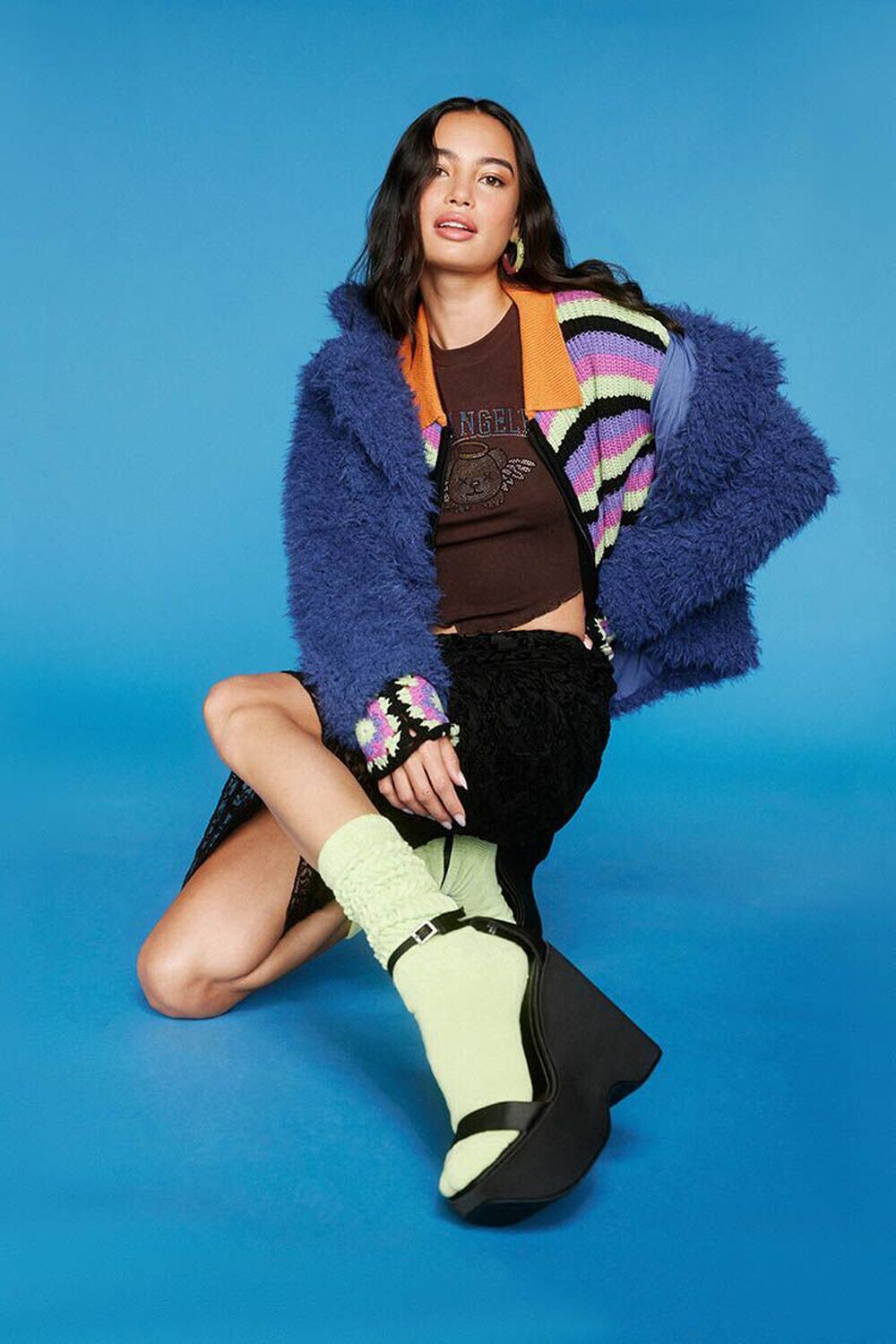 

Атласные туфли на платформе на танкетке Forever 21, черный