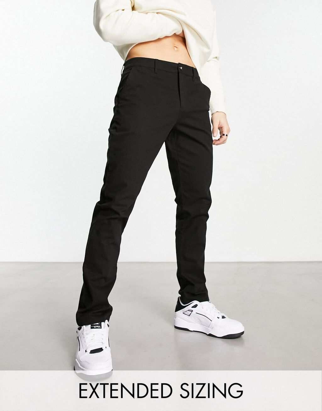 

Черные узкие брюки чиносы ASOS DESIGN