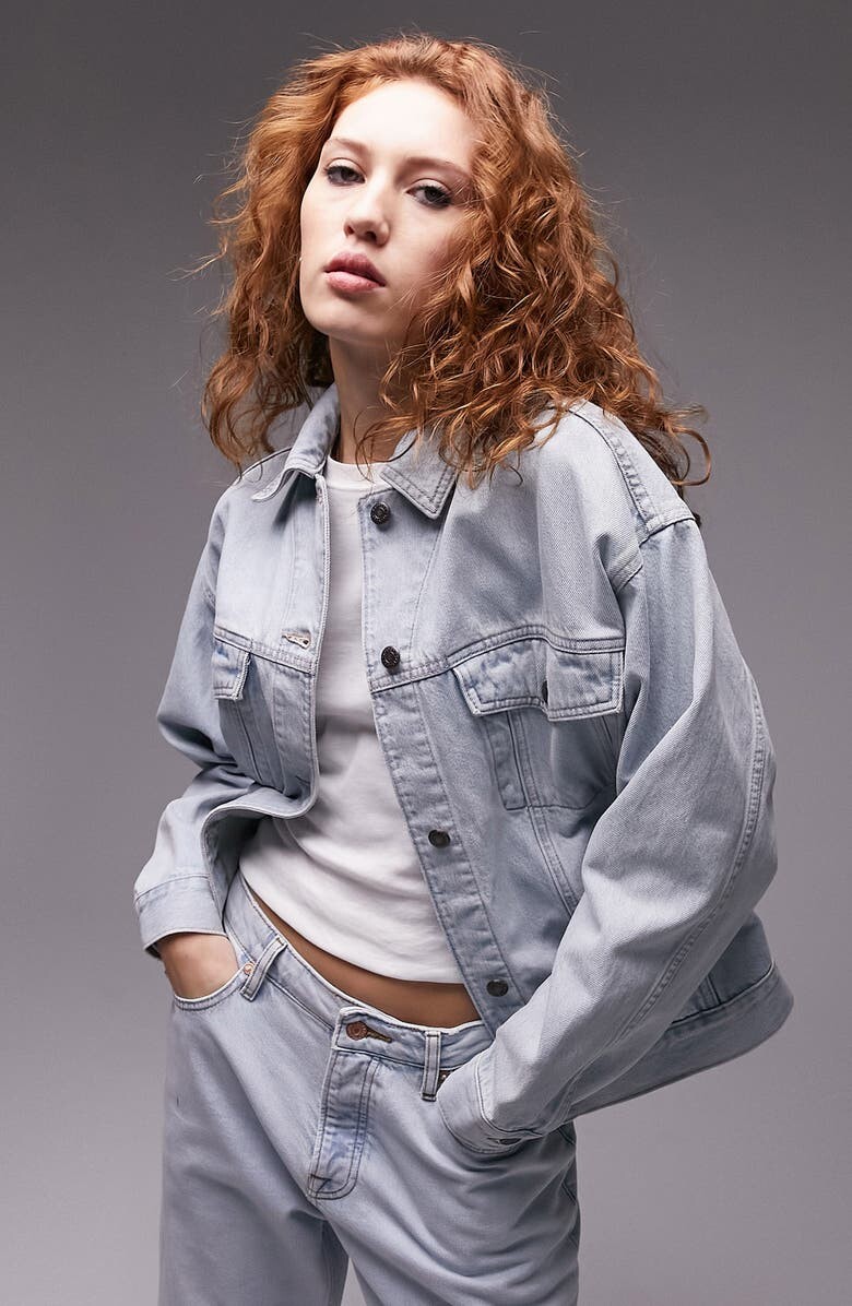 

Джинсовая куртка оверсайз TOPSHOP, светло-синий