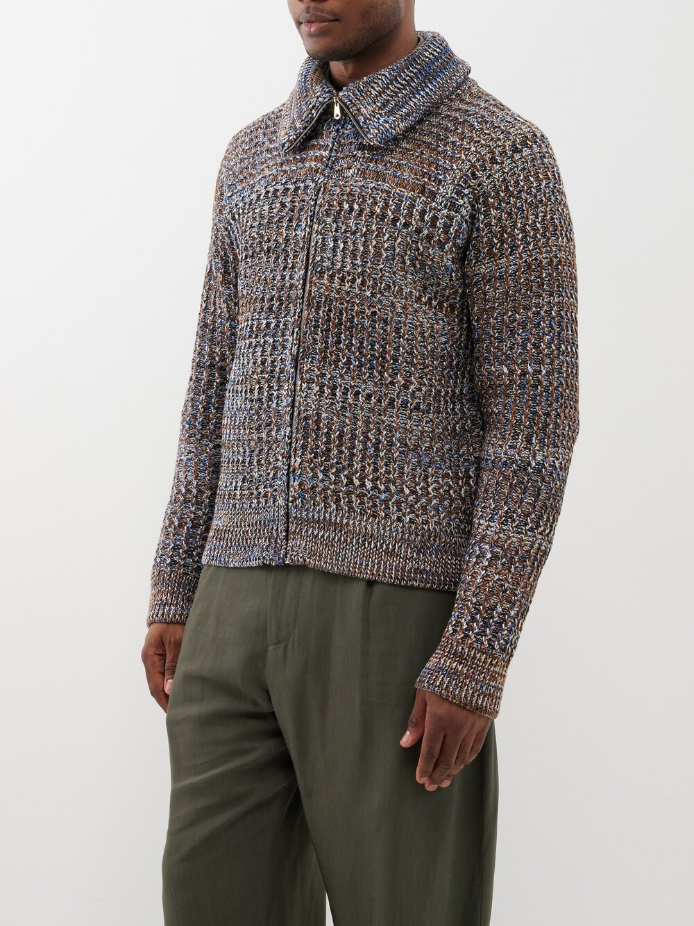 

Свитер из смесовой шерсти на молнии Paul Smith, синий