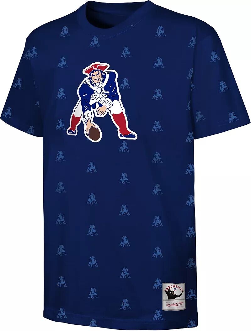 

Синяя футболка со сплошным принтом Mitchell & Ness Youth New England Patriots