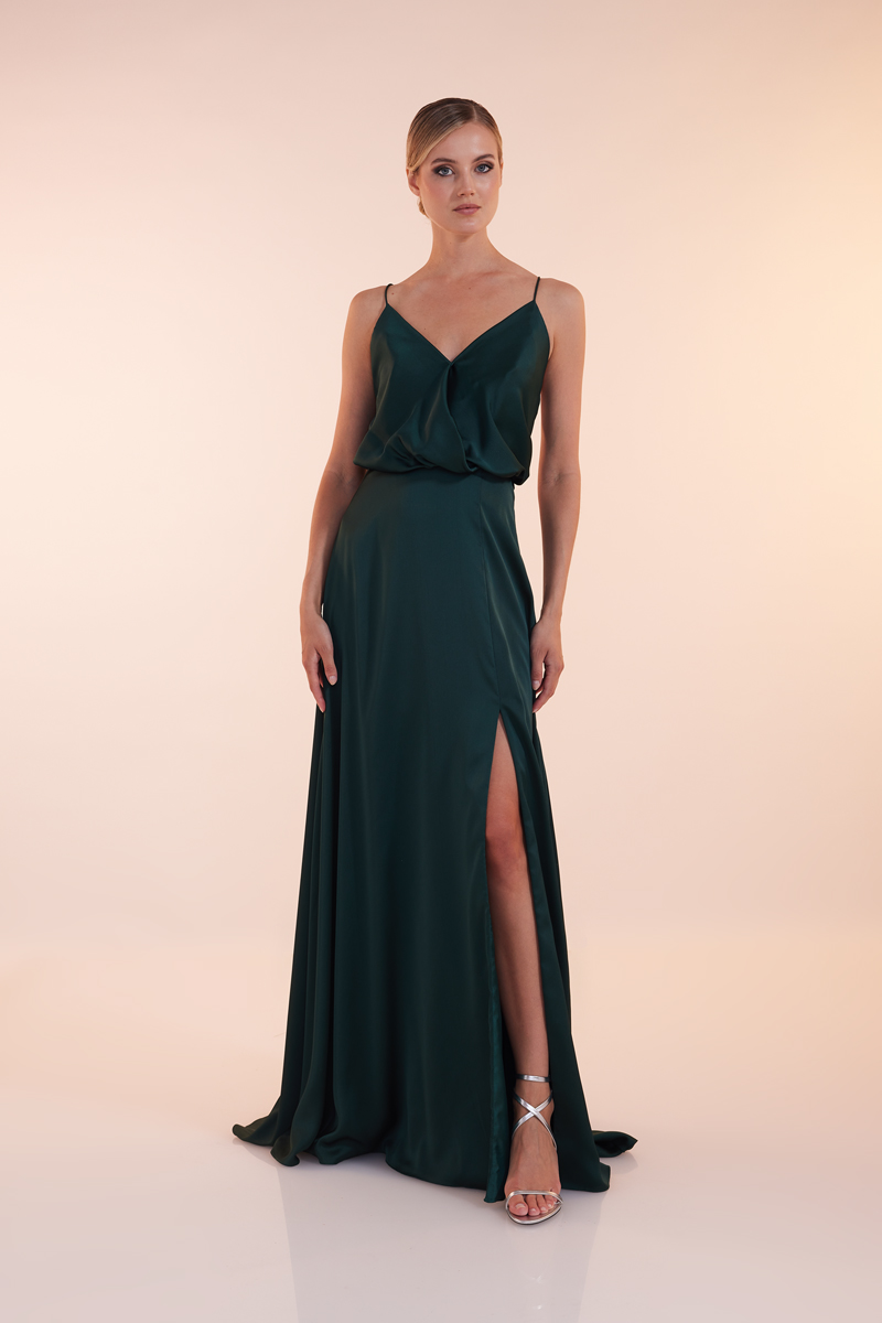 Платье Unique Luxe Slip Dress, цвет Dark Green