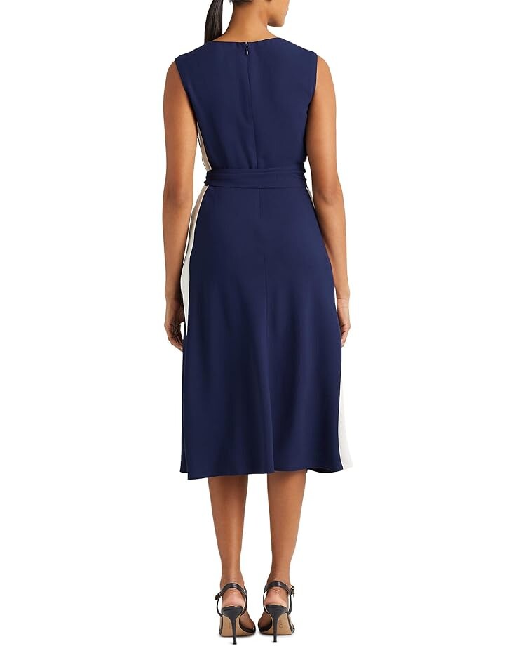 

Платье LAUREN Ralph Lauren Side-Stripe Georgette Dress, цвет French Navy/Mascarpone Cream