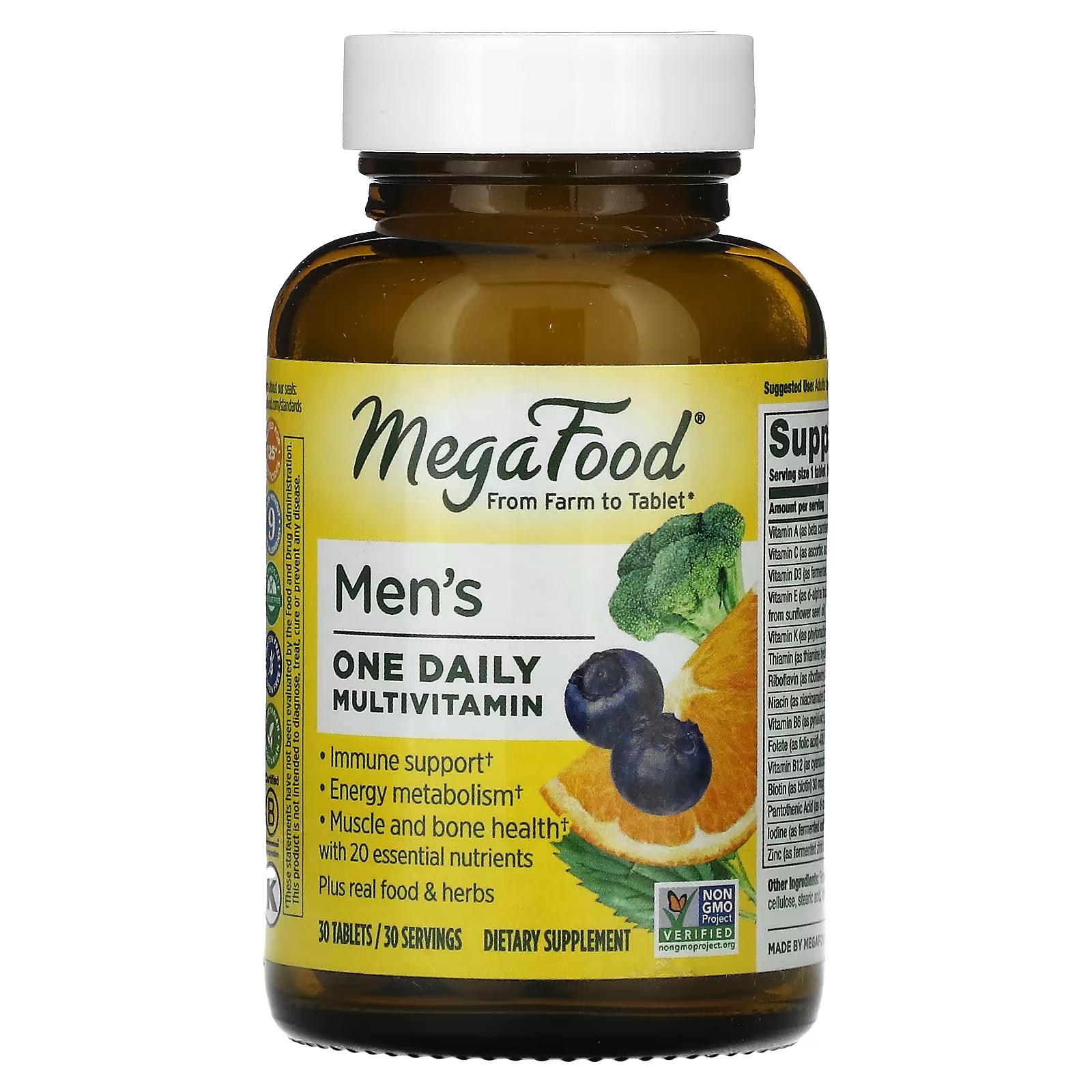 Мультивитамины MegaFood One Daily для мужчин, 30 таблеток megafood one daily добавка для мужчин старше 55 лет 90 таблеток