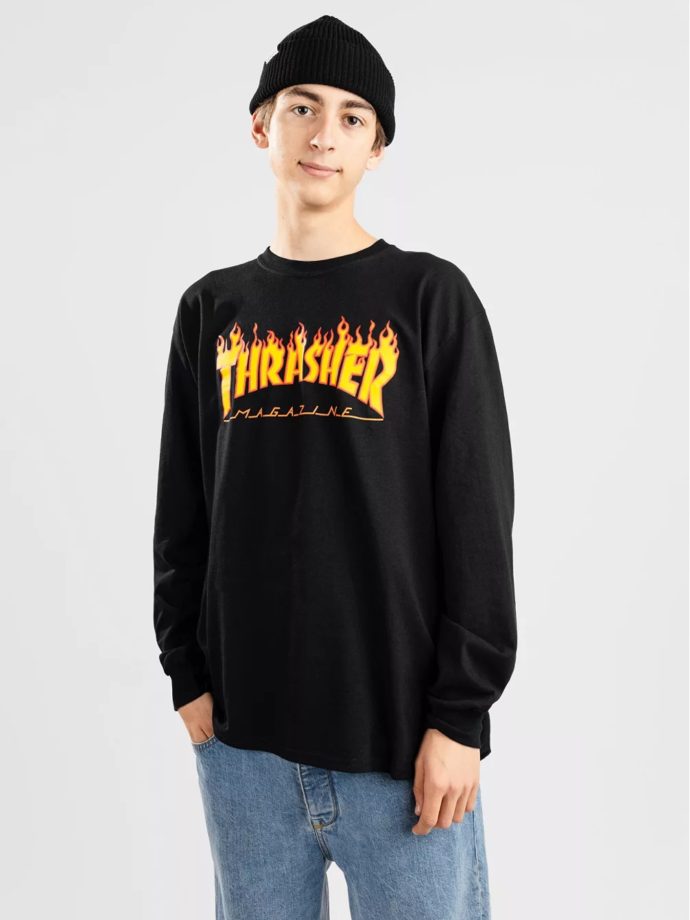 

Пламя с длинным рукавом Thrasher, черный