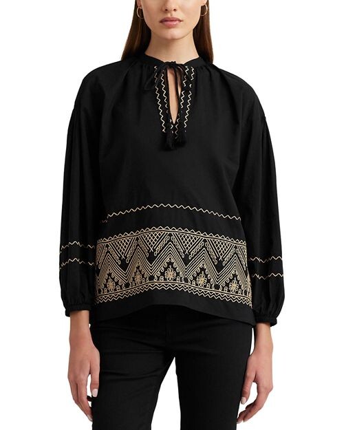 

Хлопковый топ с вышивкой Ralph Lauren, цвет Black