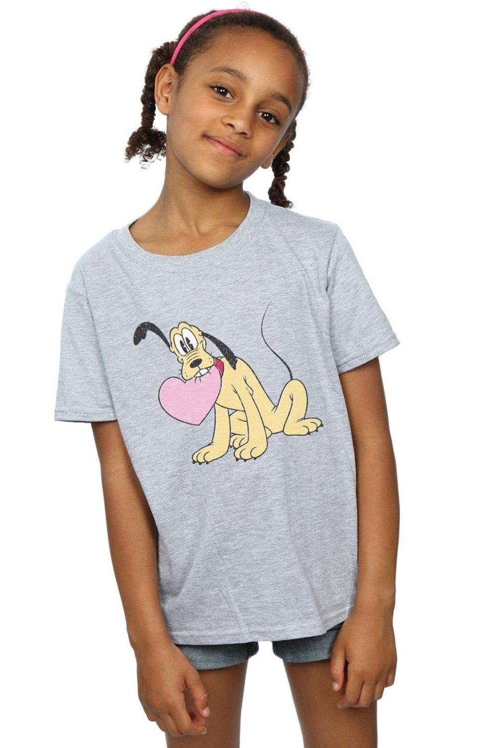 Хлопковая футболка Pluto Love Heart Disney, серый