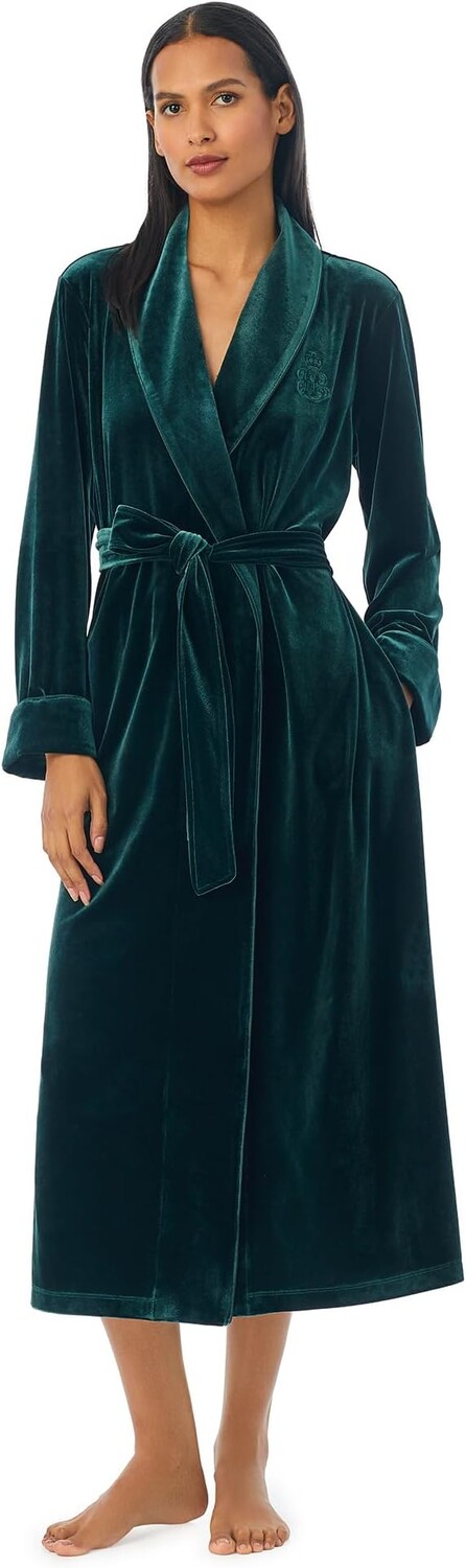 

Халат Velvet Long Shawl Collar Robe LAUREN Ralph Lauren, зеленый