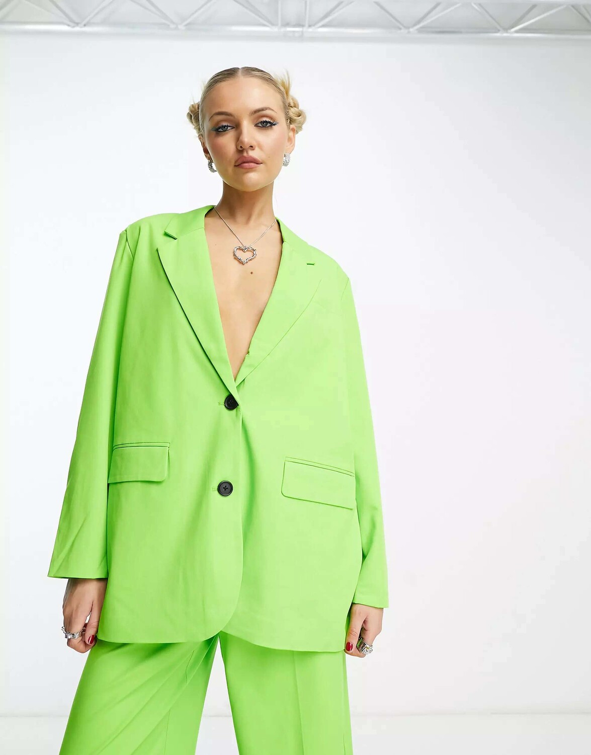

Комбинированный блейзер цитрусово-зеленого цвета Vero Moda