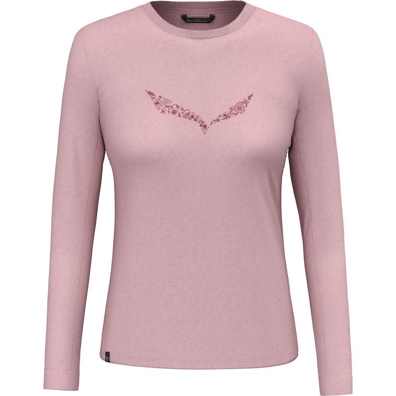 цена Женский однотонный логотип DRY с длинными рукавами Salewa, розовый