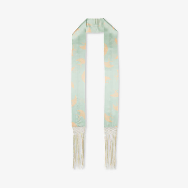 Шелковый шарф с графичным принтом Dries Van Noten, цвет mint