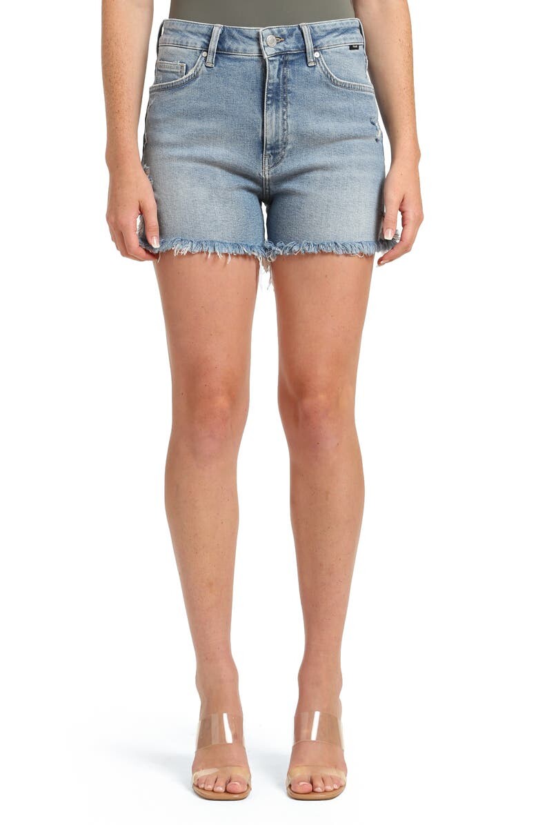 

Свободные джинсовые шорты Heidi с высокой талией и вырезами MAVI JEANS, синий