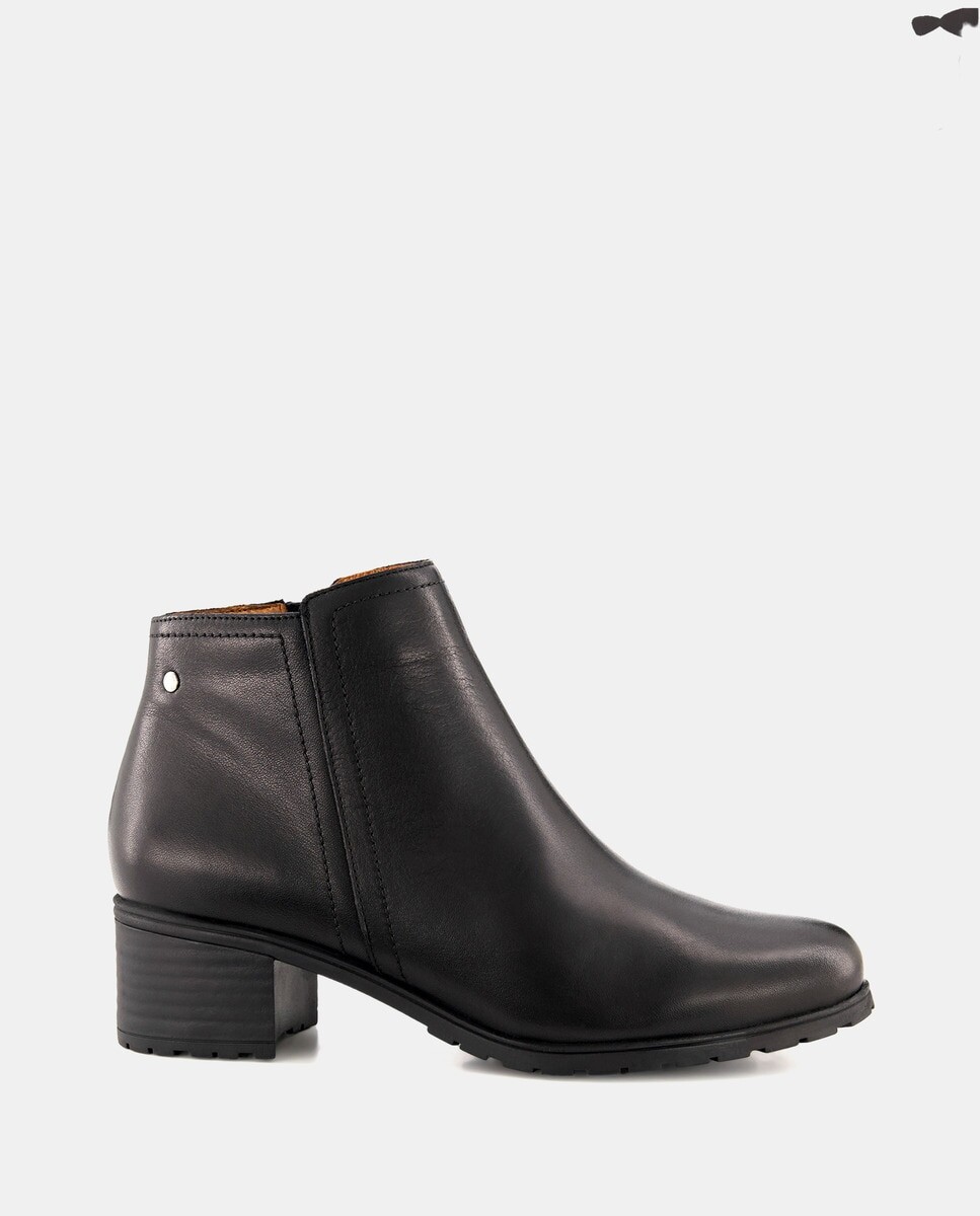 

Женские кожаные ботильоны на молнии и каблуке - Comfort Line Latouche, черный