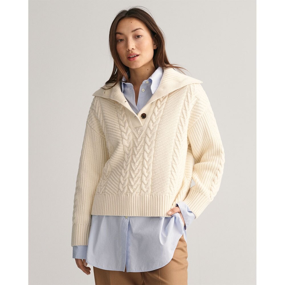 

Свитер Gant Cable Buttoned, бежевый