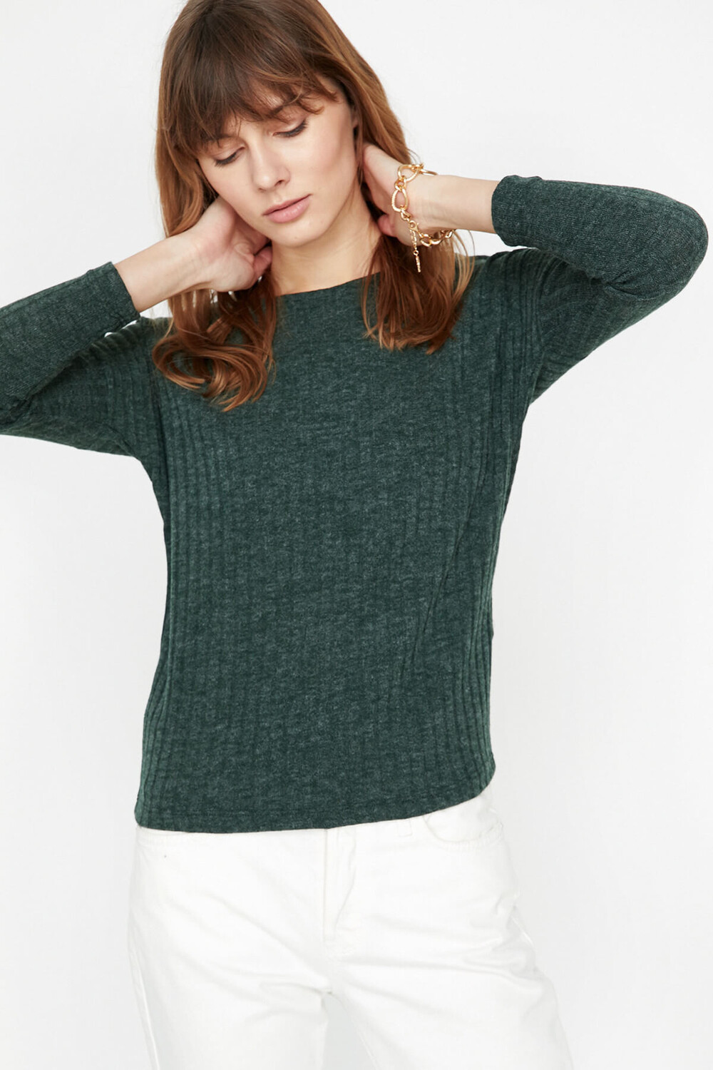 

Женский зеленый свитер 9KAK94157QK Koton