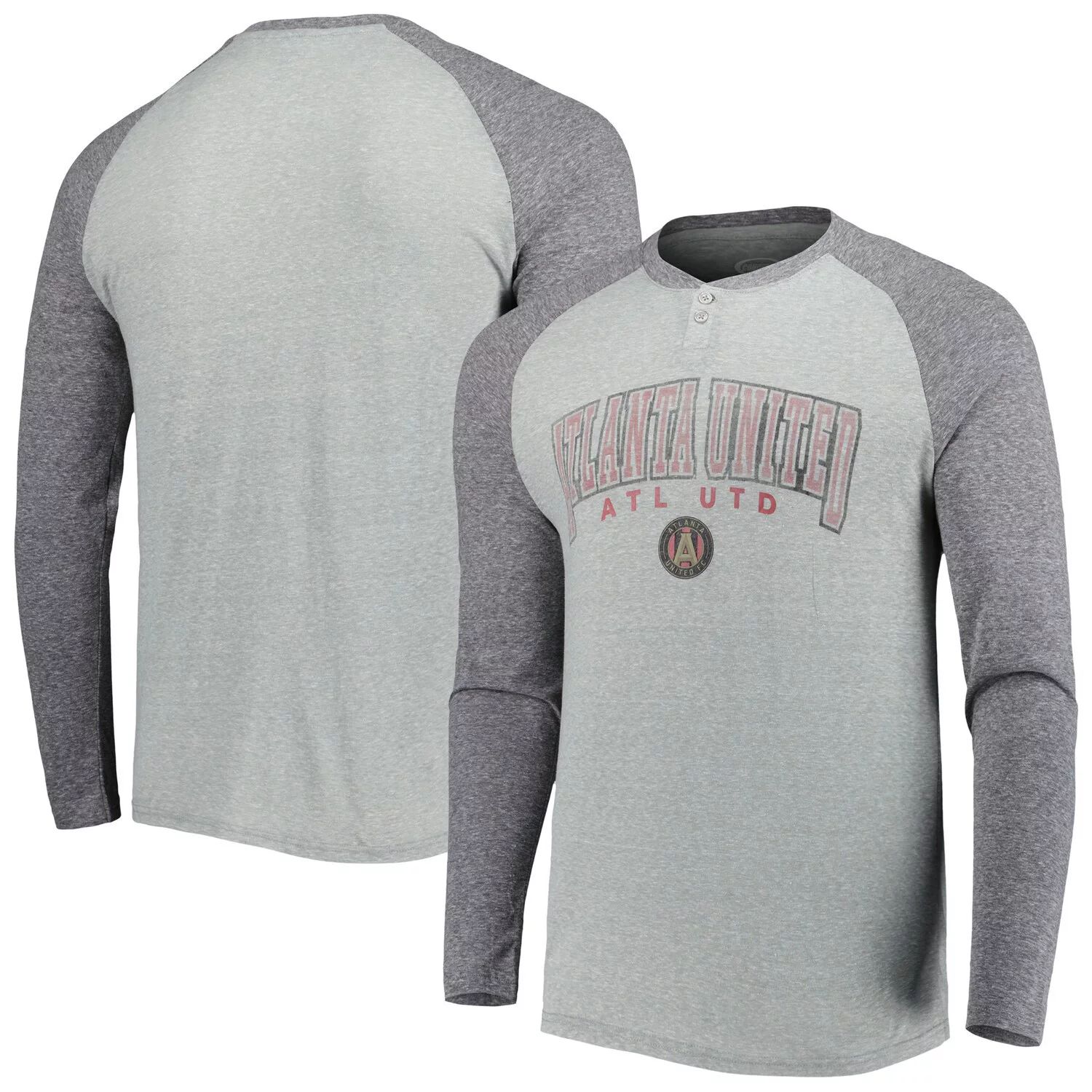 Мужская футболка Concepts Sport с принтом серого цвета/темно-серого цвета с принтом Atlanta United FC Ledger реглан с длинным рукавом