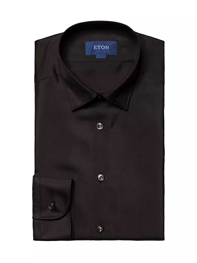 

Шелковая рубашка узкого кроя Eton, черный