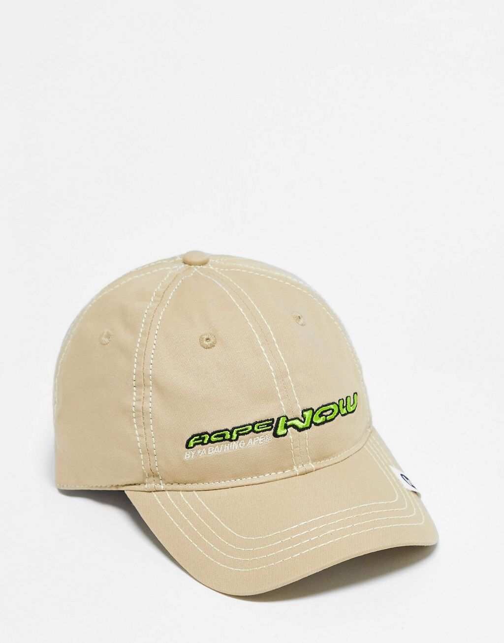 

Бежевая бейсболка Aape by A Bathing Ape с вышивкой зеленого логотипа