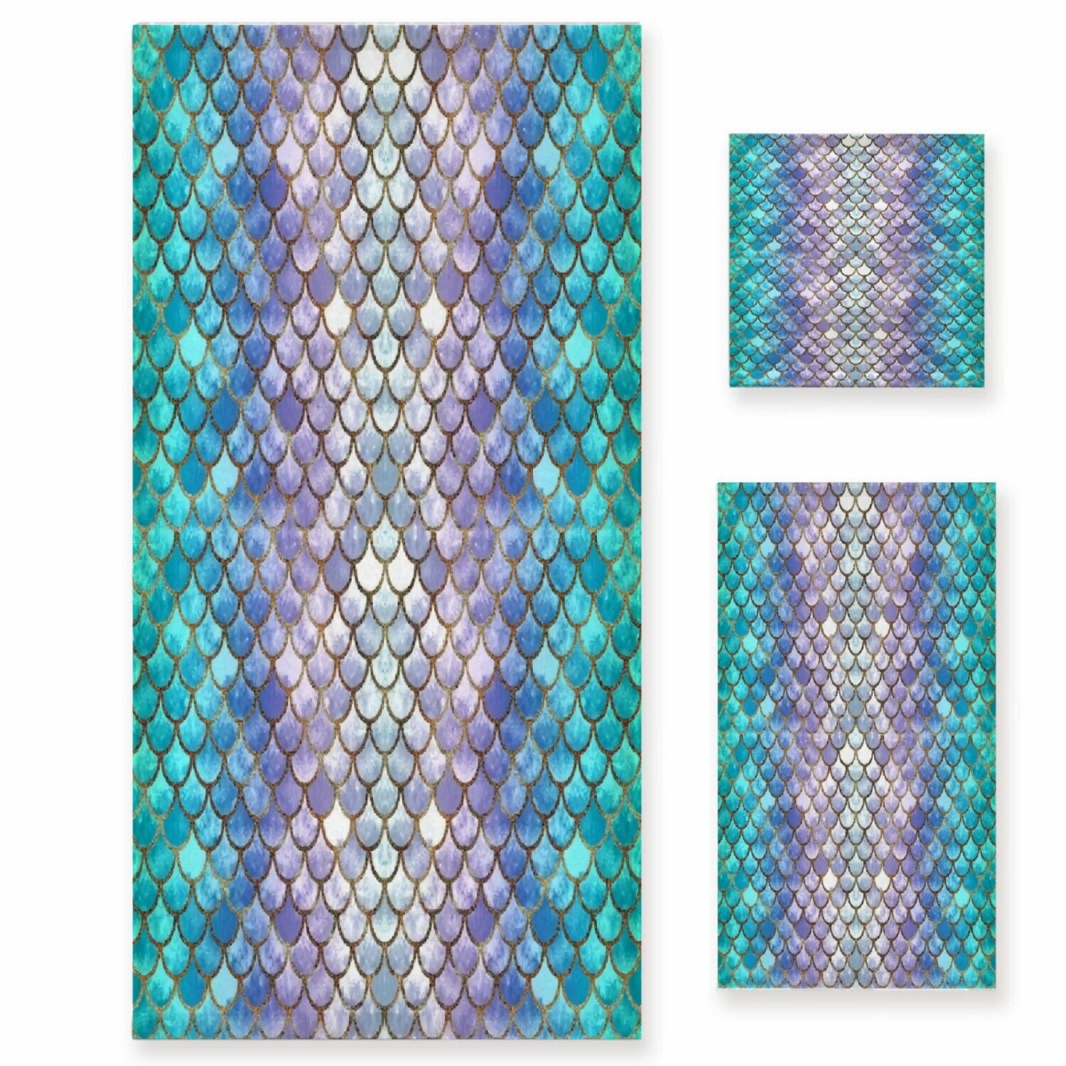 

Набор полотенец Mermaid Luxe Fish Scale 3 шт, разноцветный