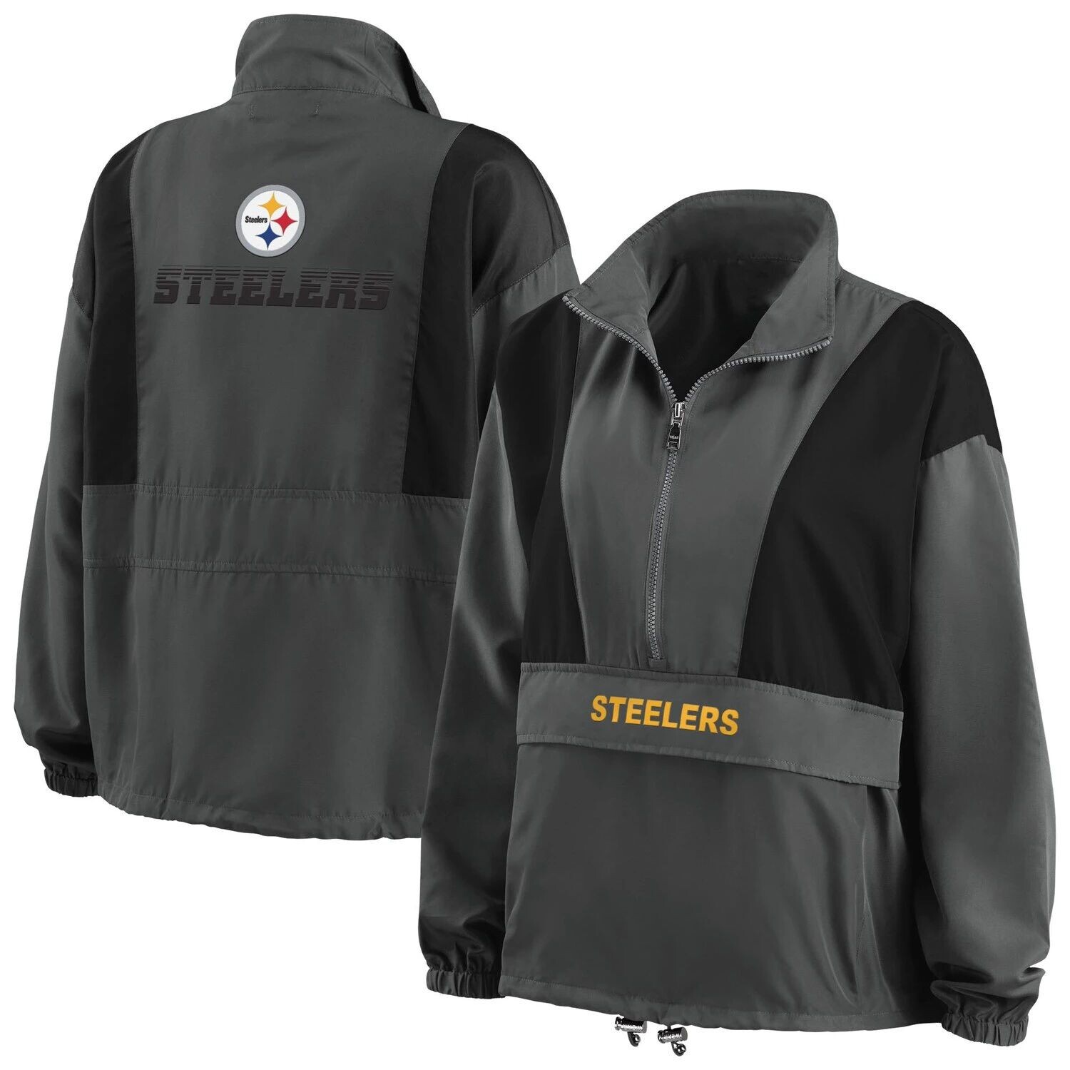 

Женская одежда Erin Andrews Темно-угольная складная куртка с молнией до половины Pittsburgh Steelers Popover