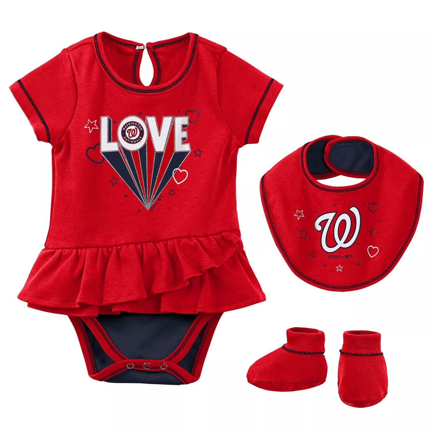 

Девочки для новорожденных и младенцев Red Washington Nationals: комплект боди, нагрудника и пинеток в лучшем виде Outerstuff