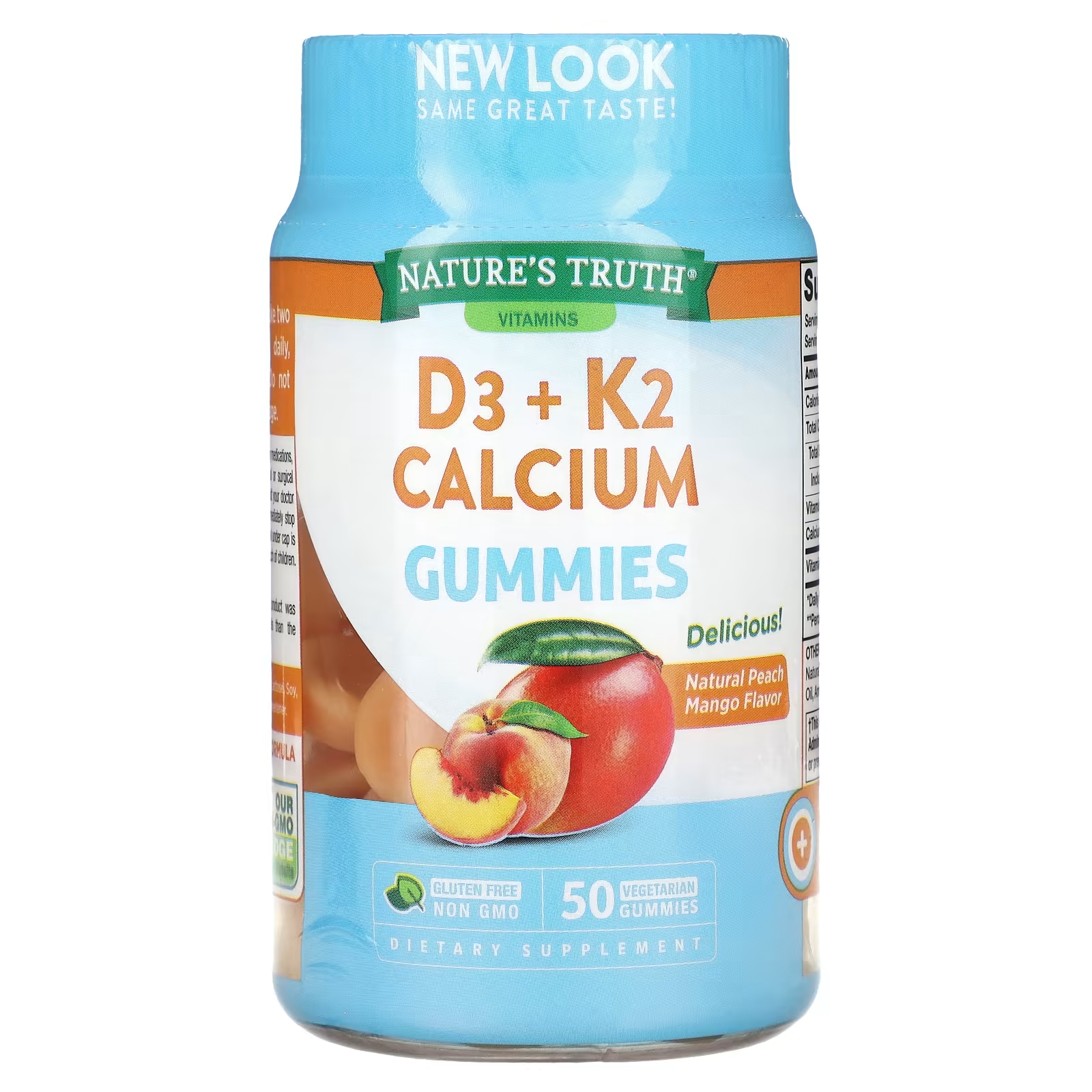 Витамины Nature's Truth кальций D3+K2 натуральный персиковый манго, 50 таблеток как готовить вкусно без глютена