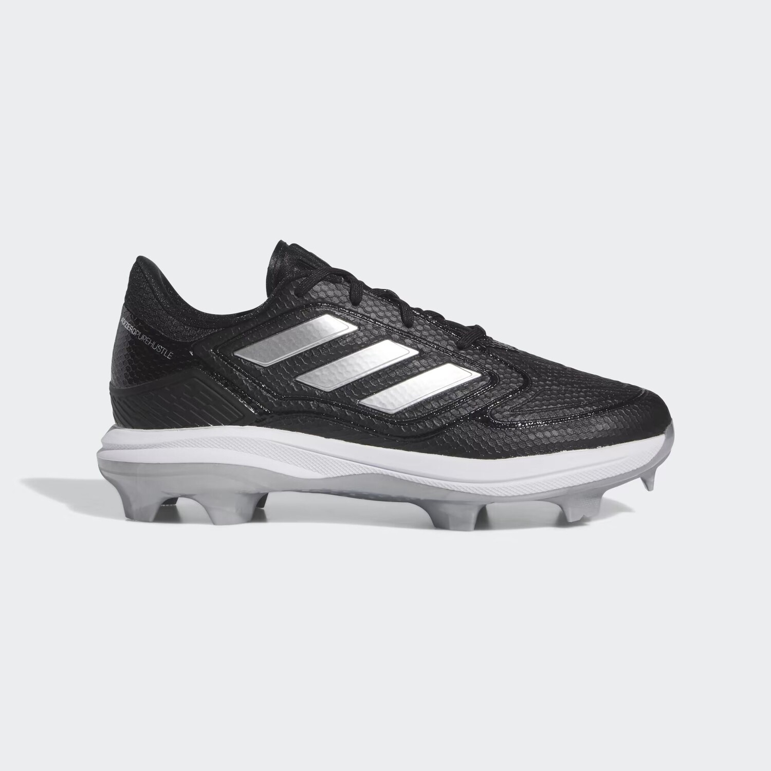 

Бутсы Adizero PureHustle 3 из ТПУ Adidas, цвет Core Black/Silver Metallic/Silver Metallic