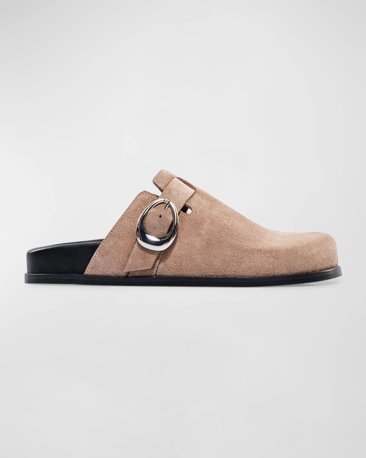

Замшевые шлепанцы Easton с пряжкой Bernardo, цвет Beige Split Suede
