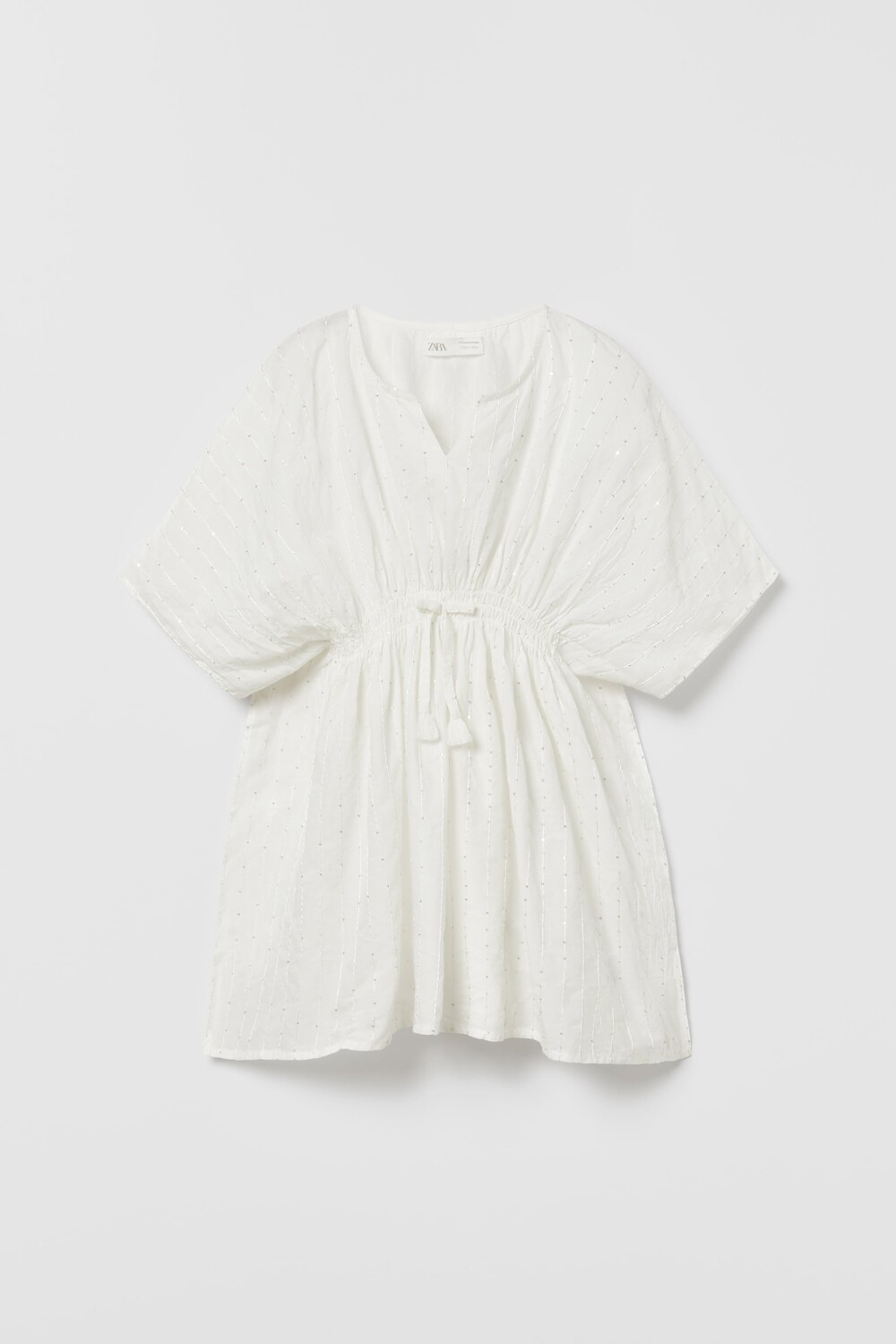 

Кафтан с пайетками Zara, устричный белый