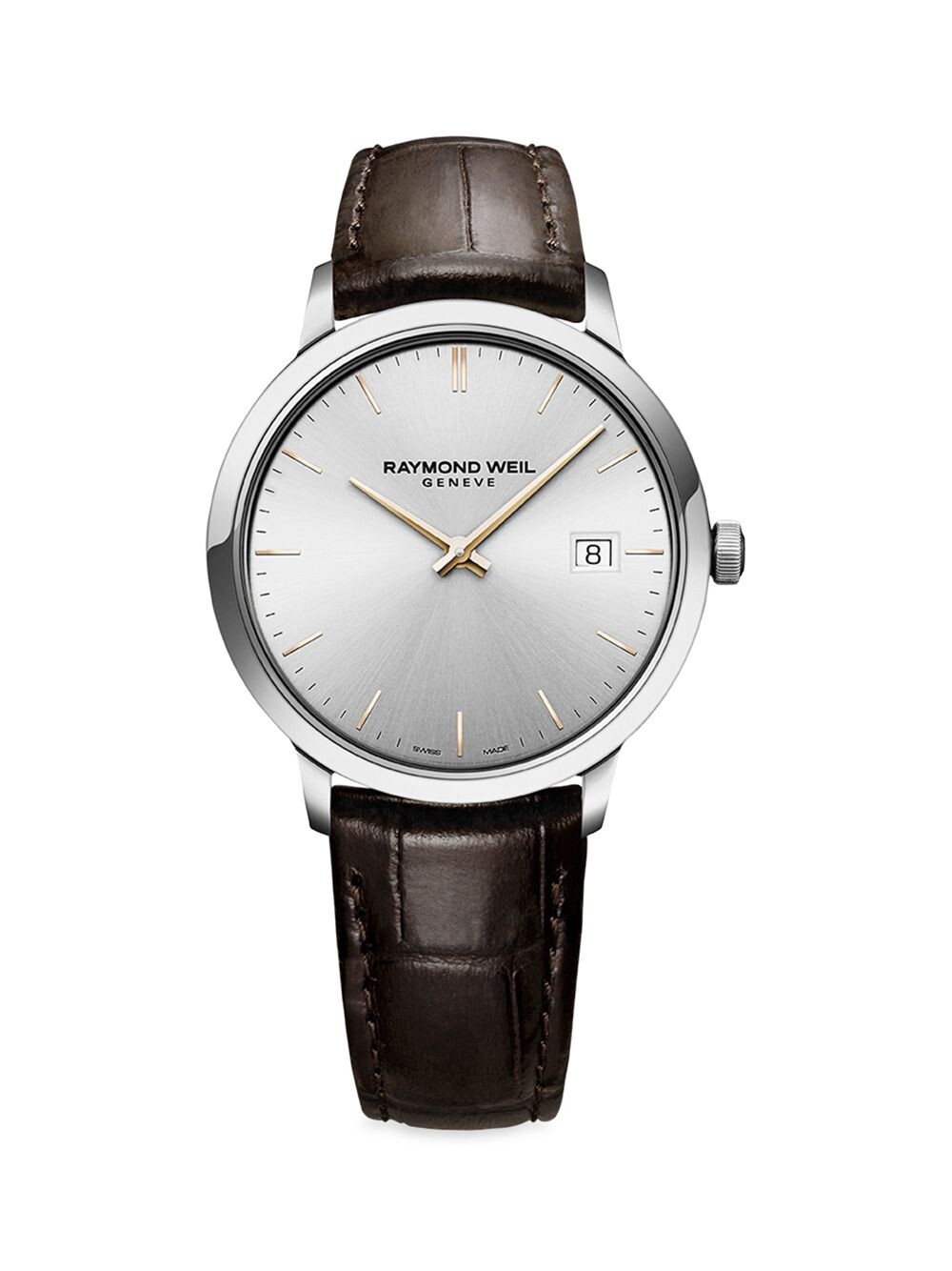 

Часы Toccata Round Silvertone с кожаным ремешком Raymond Weil, серебряный