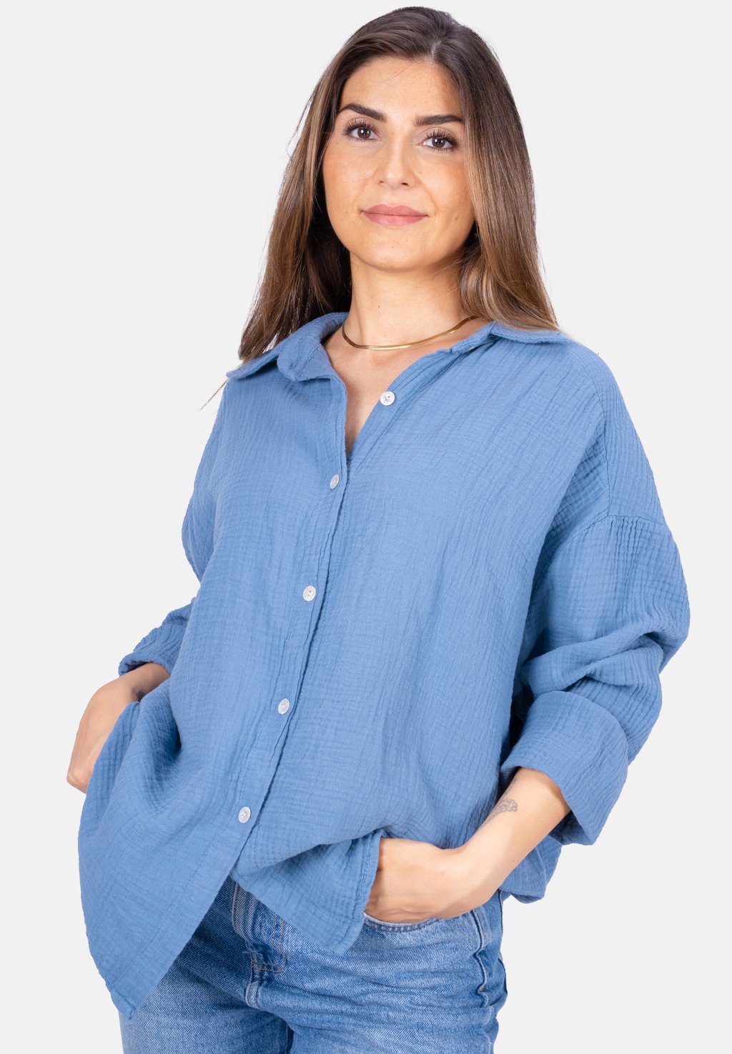 Блузка-рубашка SASHA OVERSIZED Seasons Of April, цвет jeansblau