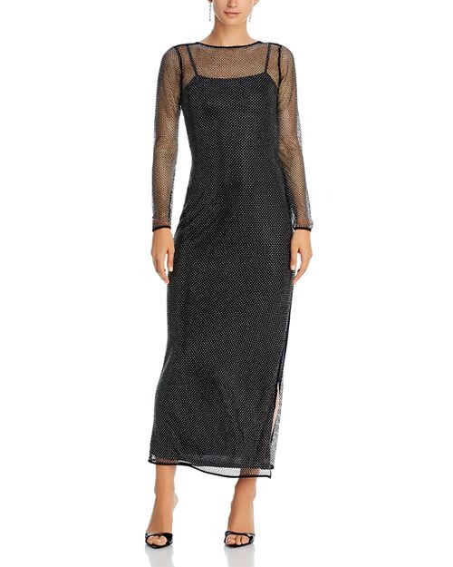 

Сетчатое платье макси Lulu с заклепками Ramy Brook, цвет Black